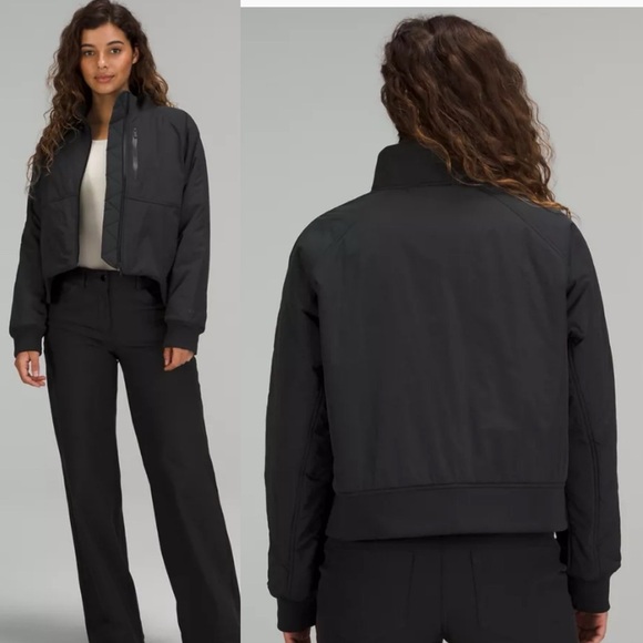 Lululemon Short Insulated Bomber Jacket Black Size 6 - Picture 1 of 11
